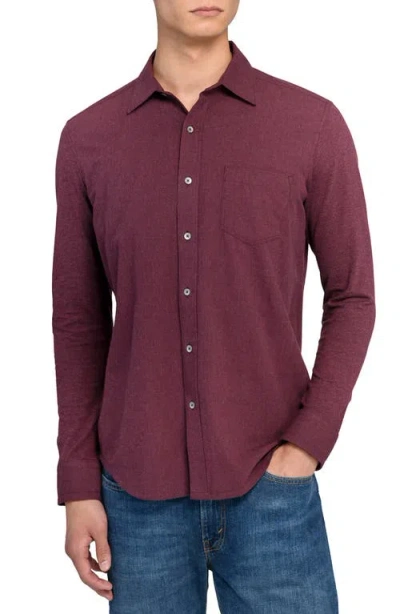 Wrk W.r.k Reworked Slim Fit Heathered Burgundy Cotton Button-up Shirt