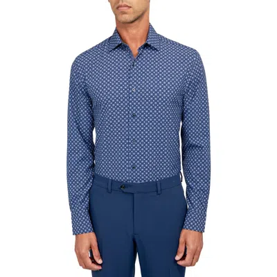 Wrk W.r.k Sketch Floral Performance Dress Shirt In Blue