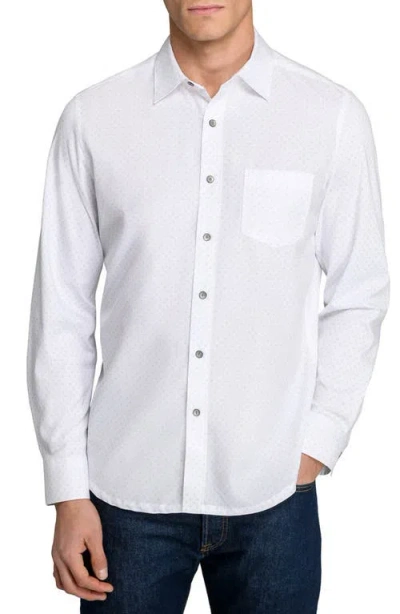 Wrk W.r.k Slim Fit Abstract Floral Dot Reworked Button-up Shirt In White