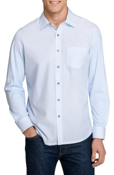 Wrk W.r.k Slim Fit Abstract Squiggle Reworked Button-up Shirt In Blue