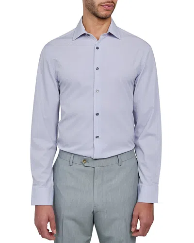 Wrk Slim Fit Broken Stripe Performance Dress Shirt In Silver