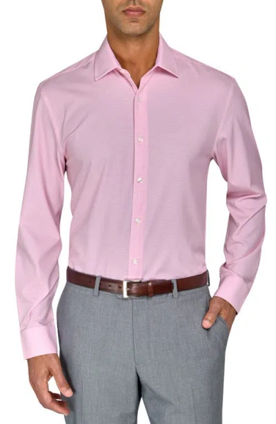 Wrk W.r.k Slim Fit Broken Stripe Print Recycled Performance Stretch Dress Shirt In White/pink