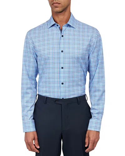 Wrk Slim Fit Check Performance Dress Shirt In Blue