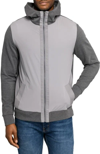 Wrk W.r.k Slim Fit Colorblock Zip-up Hoodie In Gray