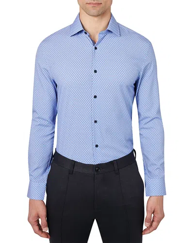 Wrk Slim Fit Concentric Geo Performance Dress Shirt In Blue