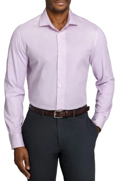 Wrk W.r.k Slim Fit Cross Geo Reworked Button-up Shirt In Pink
