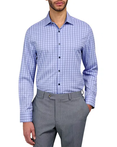 Wrk Slim Fit Dobby Check Performance Dress Shirt In Blue