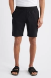 Wrk W.r.k Slim Fit Drawstring Seersucker Shorts In Black