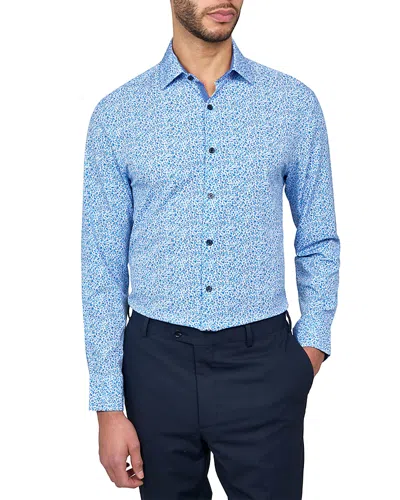 Wrk Slim Fit Floral Performance Dress Shirt In Blue