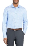 Wrk W.r.k Slim Fit Floral Reworked Dress Shirt In Blue