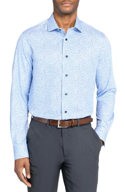 Wrk W.r.k Slim Fit Floral Reworked Dress Shirt In Blue
