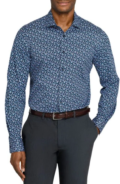 Wrk W.r.k Slim Fit Floral Stem Reworked Button-up Shirt In Blue