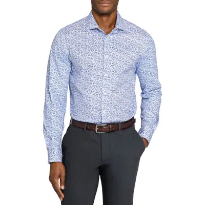 Wrk W.r.k Slim Fit Floral Stem Reworked Button-up Shirt In Blue