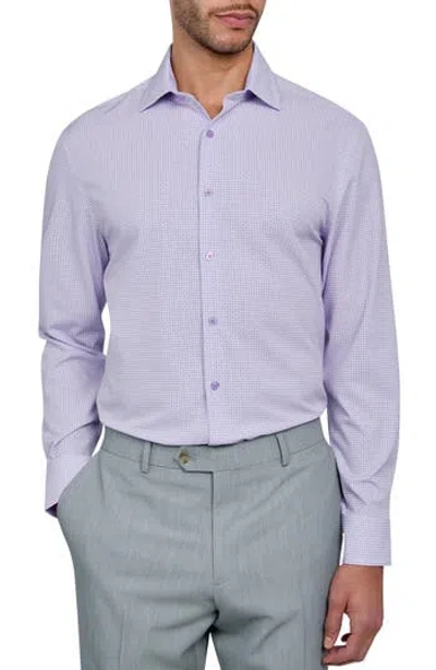 Wrk W.r.k Slim Fit Flower Geo Print Recycled Performance Stretch Dress Shirt In Purple
