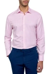 Wrk W.r.k Slim Fit Flower Geo Print Recycled Performance Stretch Dress Shirt In White/ Pink