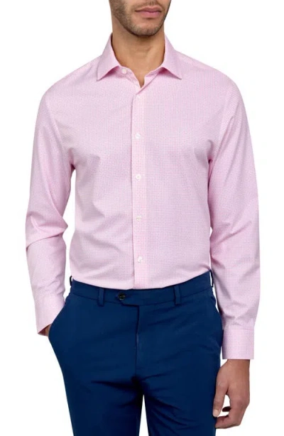 Wrk W.r.k Slim Fit Flower Geo Print Recycled Performance Stretch Dress Shirt In White/pink