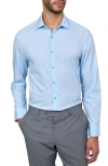 Wrk Slim Fit Geo Print Performance Dress Shirt In White Blue