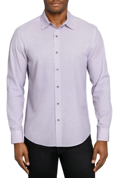 Wrk W.r.k Slim Fit Geometric Print Performance Button-up Shirt In Purple