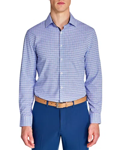 Wrk Slim Fit Grid Performance Dress Shirt In Blue