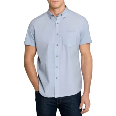 Wrk W.r.k Slim Fit Micro Circle Reworked Short Sleeve Button-down Shirt In Blue