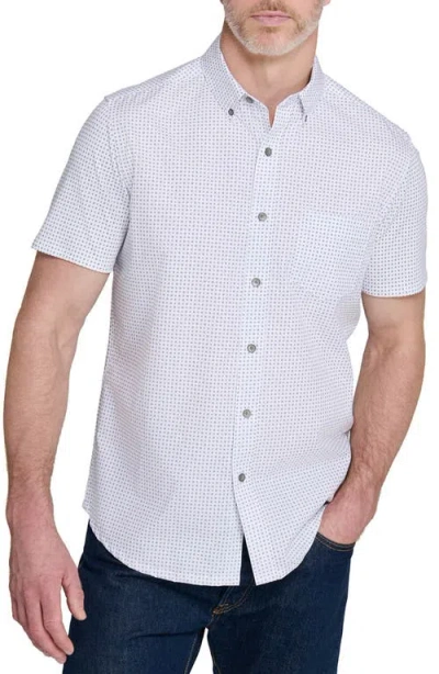 Wrk W.r.k Slim Fit Micro Diamond Reworked Short Sleeve Button-down Shirt In White