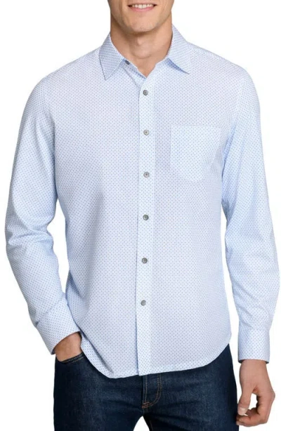 Wrk W.r.k Slim Fit Micro Geo Dot Reworked Button-up Shirt In Blue