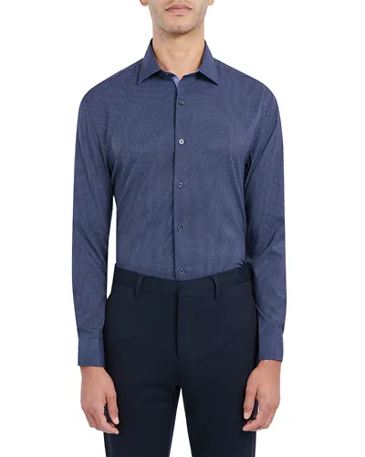 Wrk Slim Fit Navy Dot Performance Dress Shirt In Green