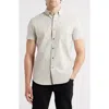 Wrk W.r.k Slim Fit Reworked Short Sleeve Button Down Shirt In Brown