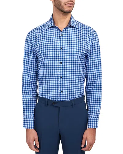 Wrk Slim Fit Small Windowpane Performance Dress Shirt In Blue
