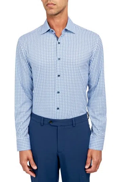 Wrk W.r.k Squiggle Geometric Print Performance Dress Shirt In Blue