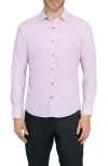 Wrk W.r.k Trim Fit Abstract Cube Print Short Sleeve Performance Button-up Shirt In Purple