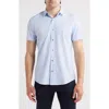 Wrk W.r.k Cross Hatch Microprint Short Sleeve Performance Button-up Shirt In Blue