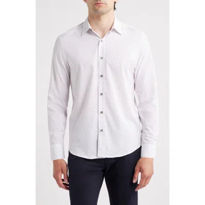 Wrk W.r.k Trim Fit Abstract Square Performance Button-up Shirt In Multi