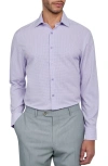 Wrk Trim Fit Foulard Print Performance Dress Shirt In White/ Purple