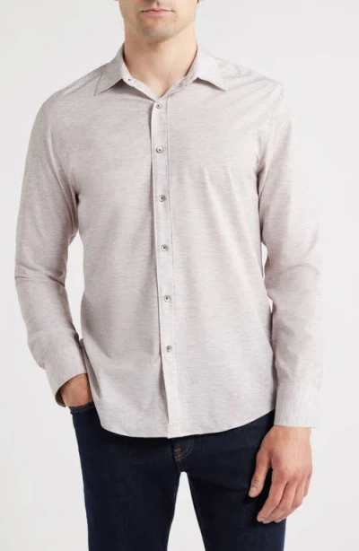 Wrk W.r.k Trim Fit Mélange Performance Button-up Shirt In Gray