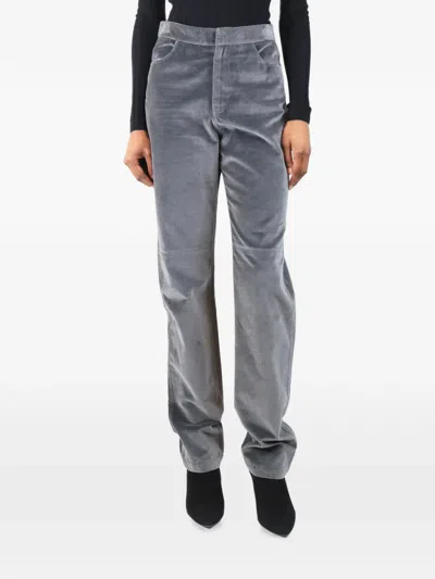 Pre-owned Wrong Generation Cropped Velvet Trousers In Gray