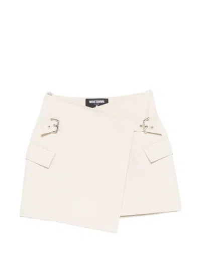 Wrstbhvr Buckle-detail Wrap Mini Skirt In Neutral