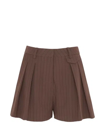 Wrstbhvr Busra Pinstripe Pleated Shorts In Brown