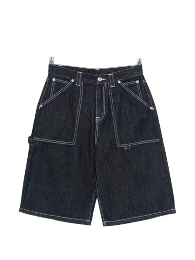 Wrstbhvr Contrast-stitch Denim Shorts In Blue