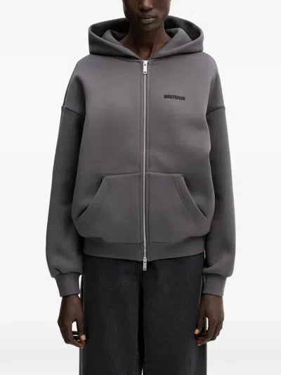 Wrstbhvr Diago V2 Logo-embroidered Zip-up Hoodie In Gray