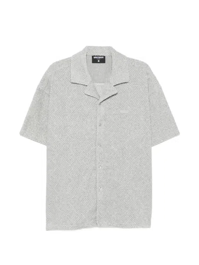 Wrstbhvr Fred Geometric-patterned Camp-collar Shirt In Gray
