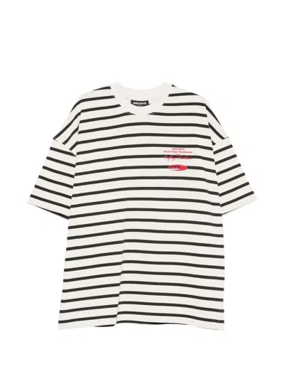 Wrstbhvr Horizontal-stripe Logo-print T-shirt In Neutral