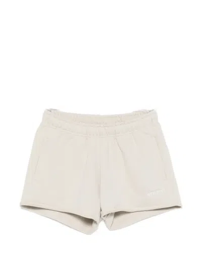 Wrstbhvr Itia Logo-embroidered Raw-cut Shorts In Neutral