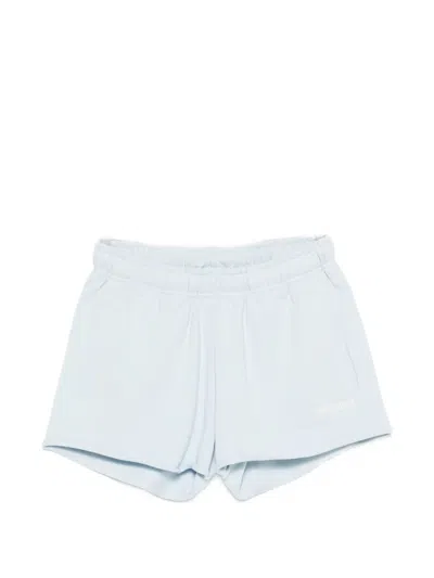 Wrstbhvr Itia Logo-embroidered Raw-edge Shorts In Blue
