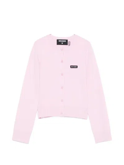 Wrstbhvr Logo-patch Button-up Cardigan In Pink