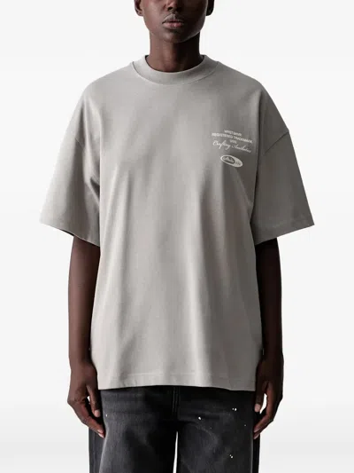 Wrstbhvr Logo-print Drop-shoulder T-shirt In Gray