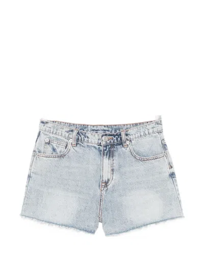 Wrstbhvr Medina Logo-patch Frayed Shorts In Blue