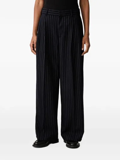 Wrstbhvr Pinstripe-print Pleated Trousers In Blue