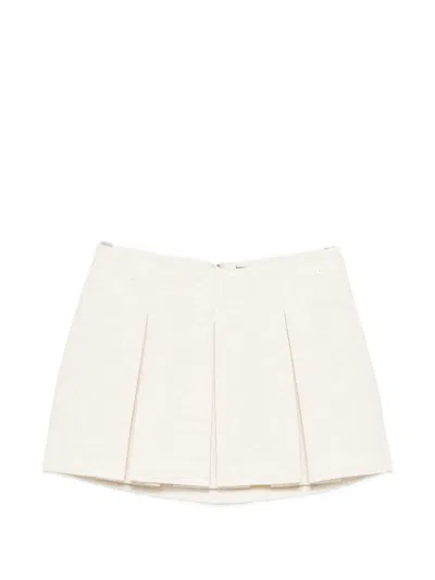 Wrstbhvr Pleated Logo-plaque Mini Skirt In Neutral