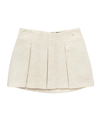 Wrstbhvr Pleated Logo-plaque Mini Skirt In Neutral